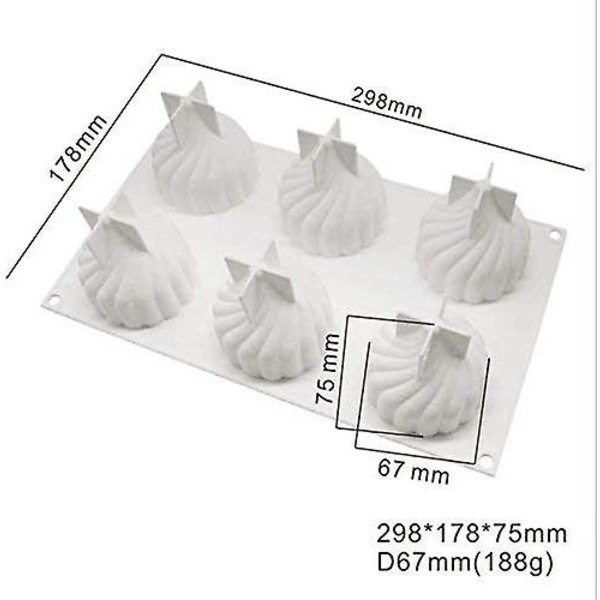 Kageform Silikoneforme 6 Hulrum Spiral Slotform Silikoneform Kage Mousseform