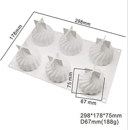 Kakeform i silikon, 6 hulrom, spiralformet slott, silikonform for kake, mousseform