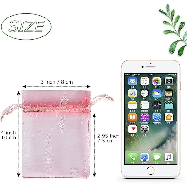 Blush Pink Organzaposer 3x4 Tommer 100stk, Net Gaveposer Smykkeposer