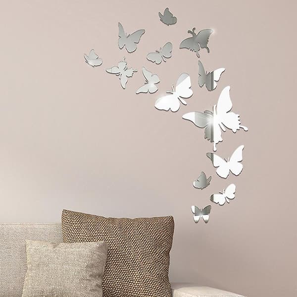 25 x Butterfly Combination 3D Mirror Wall Stickers Hjemmedekor (Akryl)
