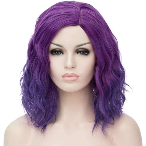 Short Curly Ombre Synthetic Wigs For Women Dress With 1 Wig Cap (purple To Blue Acsergery Gift