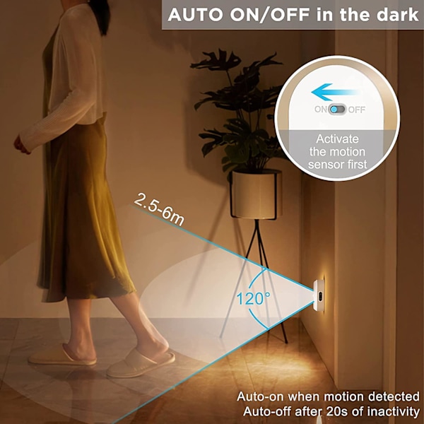 Led-bottenlampa nattlampa med lekplats 5 ljusfärg laddningsbar skåpslampa 120