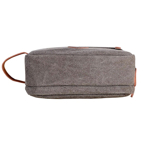 Herr Resväska Toalettväska med Dubbla Fack Canvas Läder Kosmetisk Makeup Organizer Rakning Dopp Kits - Grå