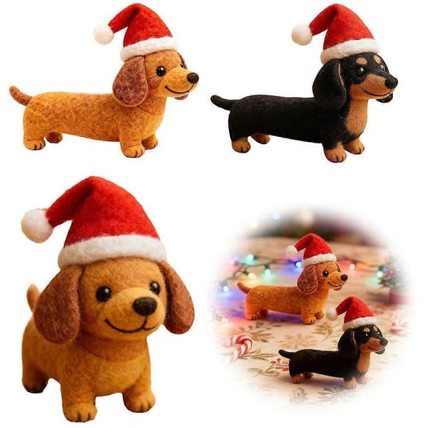 Filt-dachs-pynt med nisselue til juledekorasjon Brown 1pcs