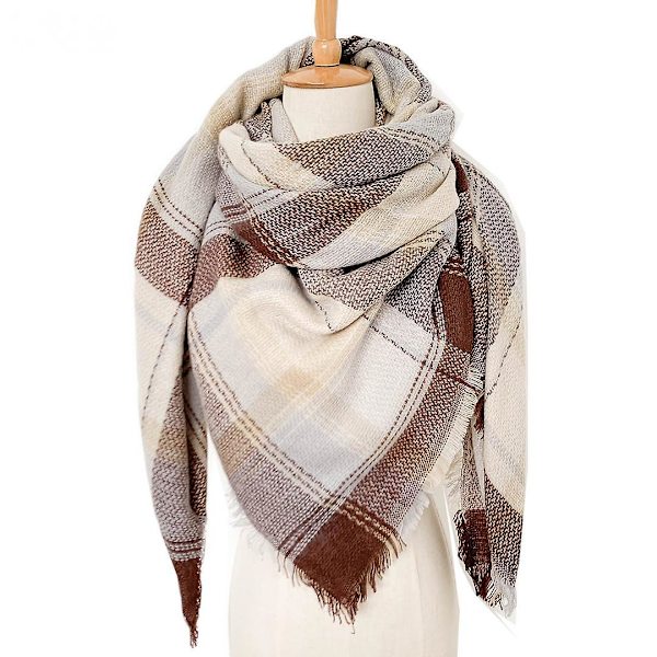 Kvinnors Tartan Scarf - Vinter Långa Scarves Plaid Varma Wraps Ull Brittisk Stil För Damer Spinning Tassel Sjal Lång Stole,27