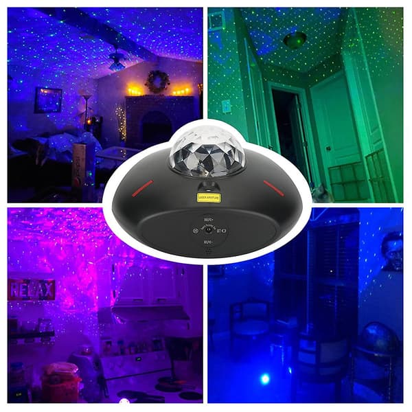 Fashion Triangles Space Star Projection Lamp Speaker Usb Charging Decor Light Music Speaker For Living Room（triangle black）