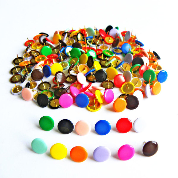 300 stycken 10 färger färgglada plastbelagda trycknålar platt huvud trycknålar för korkbräda kontor