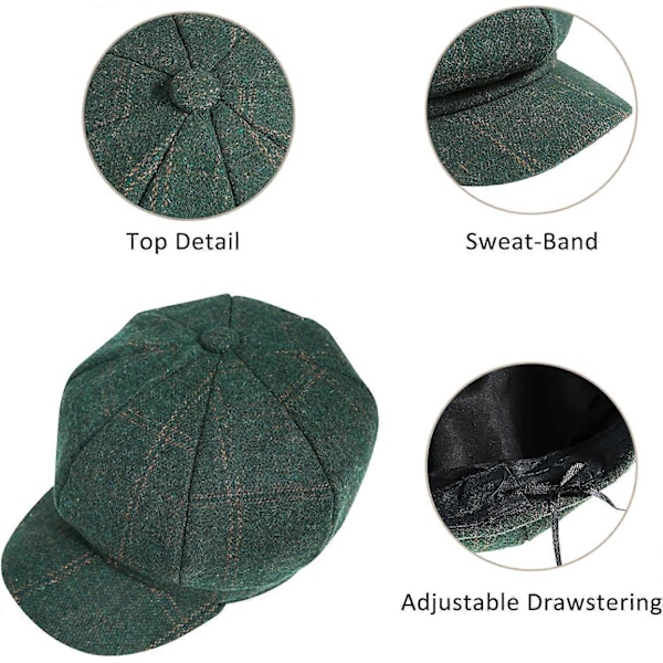 Kvinnors Newsboy-Hattar Höst Ull Cabbie Beret Tweed Flickors Papperspojkehatt