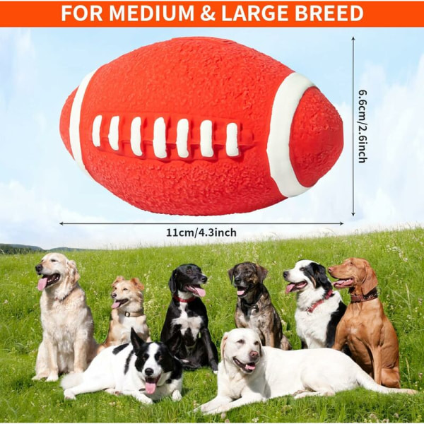 Kitkuva pallo koirille, pesäpallolelu, rugbylelu, interaktiivinen lateksilelu, purulelu pienille, keskikokoisille ja suurille koirille (keskikokoinen rugbypallo)