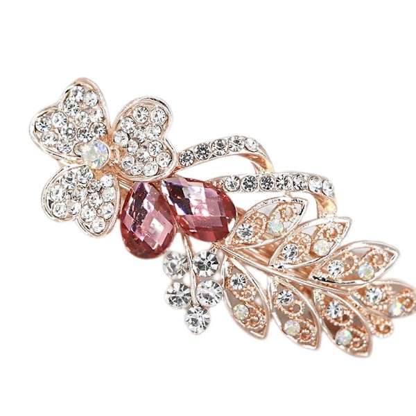 Clover Crystal Hårklemme, Bryllupshodeplagg Hårtilbehør, Franske Hårspenner Fjærklemme Brud Bryllup Formell Begivenhet Smykketilbehør,WZ-