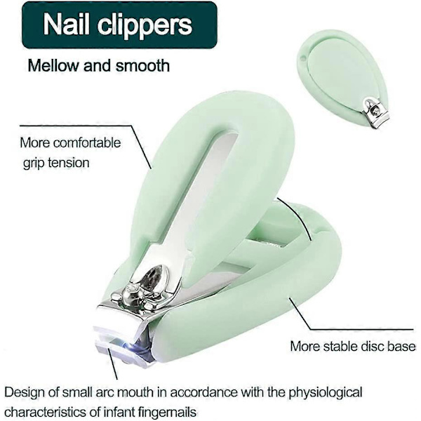 5-i-1 Nagelsats, Nagelklippare Set med Söt Väska, Nagelklippare, Sax, Pincett, Lysande Öronrengörare, Nagelfil för Nyfödda, Spädbarn