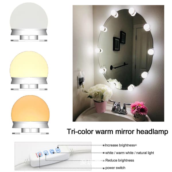 Led Vanity Lights Strip Kit med dimbare lyspærer