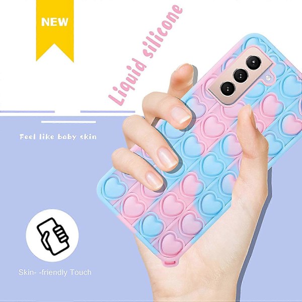 Trendig och rolig Samsung Galaxy S21 Plus S21+ skal, silikon tecknad söt cool fidget unik designer rolig skyddande skal för pojkar flickor kvinnor män blå