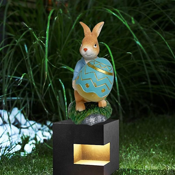 Påskehare Statuer, Have Hare Figur Resin Kanin Ornament Med Påskeæg Plæne