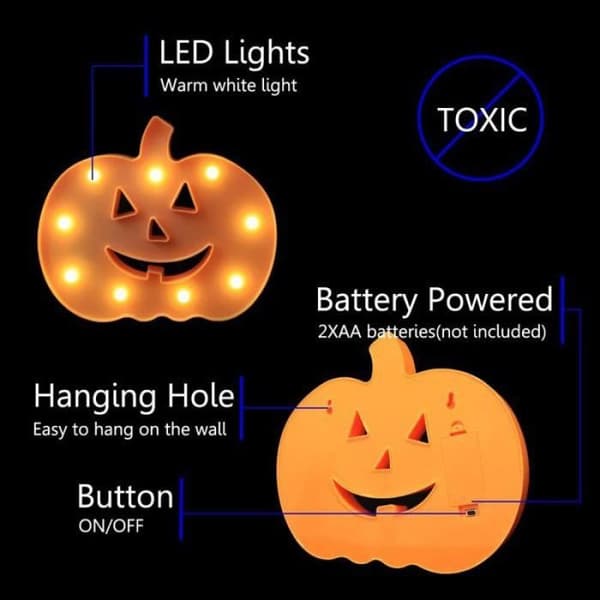 1 gresskar LED-panel, miljøvennlig plast, varmhvitt lys, bakbryter, Halloween soveromsdekorasjon.