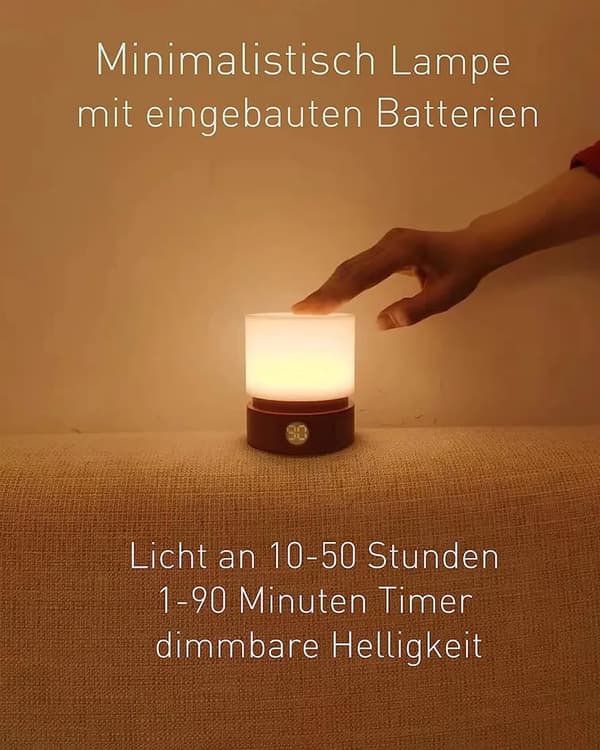 Nattlys med timer, 3 moduser, 3000K dimbar, med oppladbart innebygd batteri