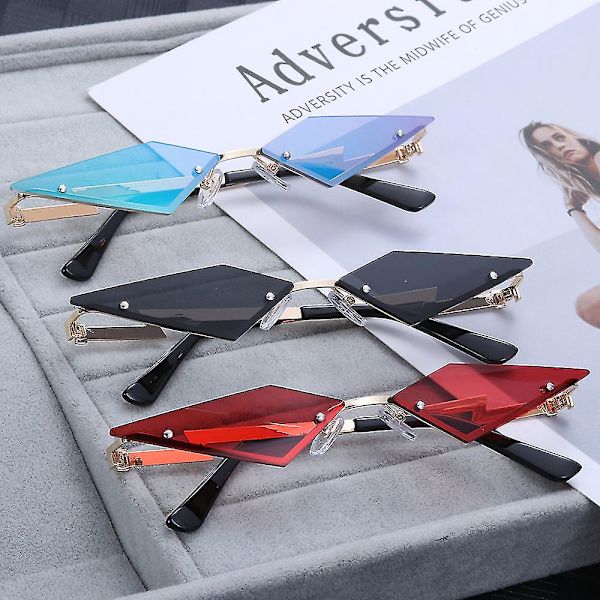Timanttimuotoinen kehyksetön True Film -aurinkolasit Gafas Uv400 Trendikkäät kapeat silmälasit Streetwear Okulary Aurinkolasit Naiset Oculos（C053）