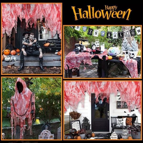 Dekorativ gasbind til Halloween, 85 x 200 tommer, hengende gasbind til dekorasjon