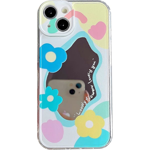 iPhone 12 Pro Max Skal med Sminkspegel, Blommönster för Kvinnor Män Hård Slank Stötsäker Flora Skal för iPhone 12 Pro Max Cover (för iPhone12ProMa