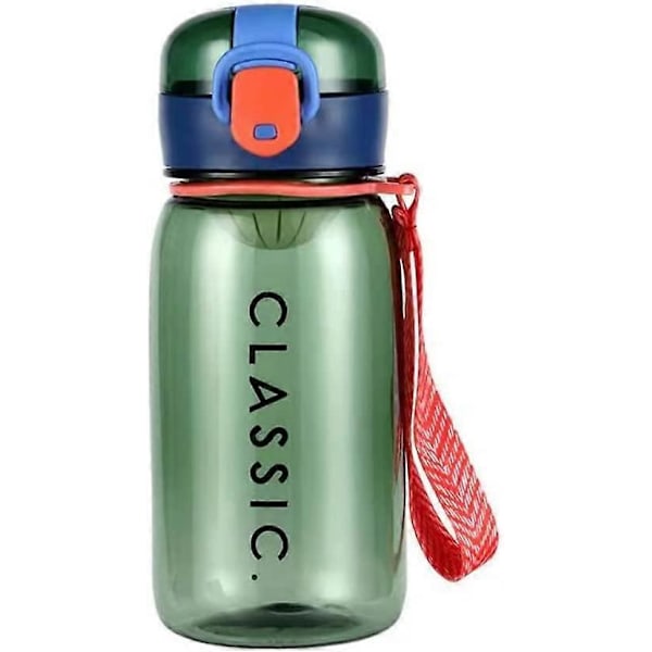 14 OZ Vattenflaska, Barnvattenflaska, Vattenflaska för Skolan, Sportvattenflaska, Plastvattenflaskor, Läckagesäker Design för Inomhus & Utomhus