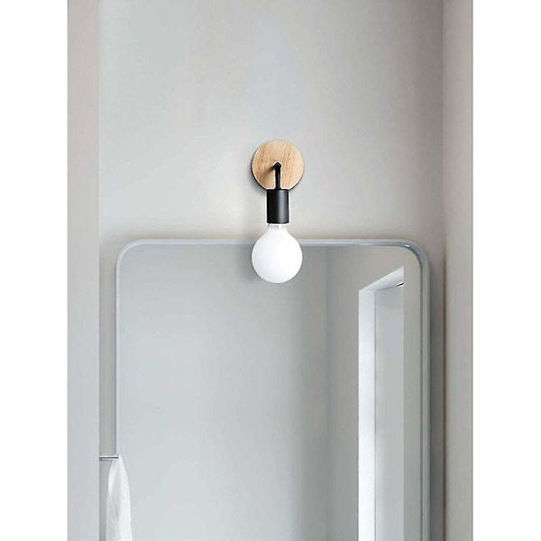 DWW-(Varm belysning med lyskilde) Vegglampe Speilspotlight Moderne svart speillampe (tre + jern) Baderomslampe Kosmetikklampe Innendørs dekorativ vegg