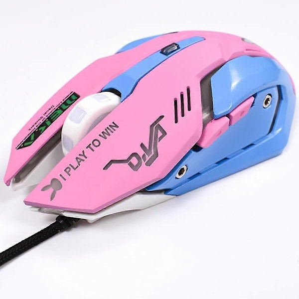 OW Mus Breathing LED Bakgrundsbelyst Spelmus D.VA Genji Reaper Trådbunden USB Datormus för PC & Mac E-sports Spelare