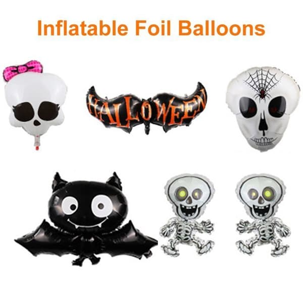 Halloween Dekorationssæt - WINLLINEE - Happy Halloween Banner - Sorte og Orange Balloner