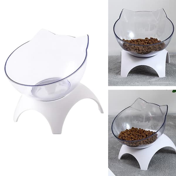 Multi Clear Bowl Hævede Katte Skåle - Foder- og Vandskål til Kæledyr med Stativ til Katte og Hunde - Enkelt Skåldesign