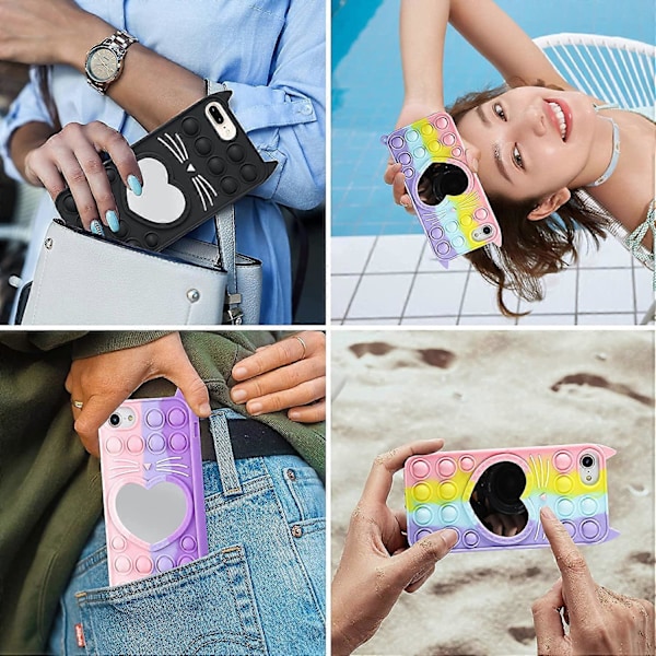 Gult Hjärta Kattfodral för iPhone 6 Plus/6S Plus/7 Plus/8 Plus Cartoon Rolig Söt Silikonfodral Fidget Unik Design Estetisk för Flickor Pojkar K