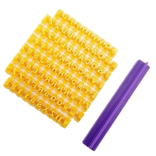 Alfabet Fondant Kageform Alfabet Tal & Symboler DIY Embosser Cutter til Cookie & Kage Dekoration（Gul）