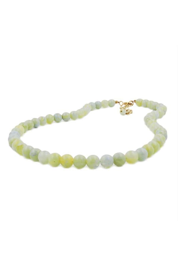Halsband Pärlor 10mm Gul-grön 80cm - Gl01507-80