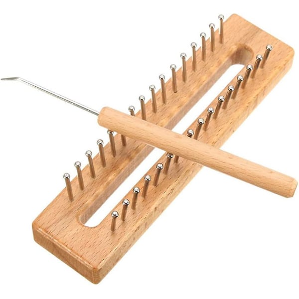 Wayion Stickningsmaskin Set med 32 Stift, Trä Stickningsmaskinbräda, Virknål, DIY Hantverk Verktygssats för Hattar, Scarfs, Leksaker, Nålhantverk