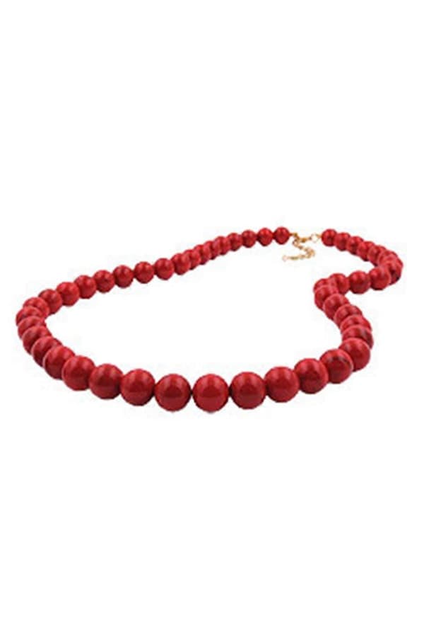 Halsband Pärlor 12mm Röd-svart 60cm - Gl02283