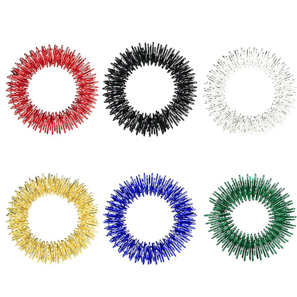 6 st spikiga sensoriska fingerringar Fingerakupressur Massageringar Lindra stress Återanvändbar Mini Finger Massager