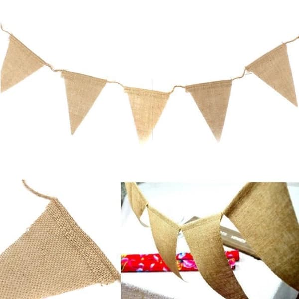 Festdekoration - TEMPSA - Retro Jute Vimpelbanner - Beige - 2,9m hvid XXS
