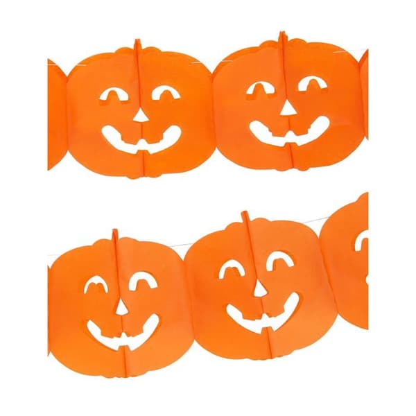 Dekorationer og underholdning - 4m Halloween græskar guirlande hvid XXS
