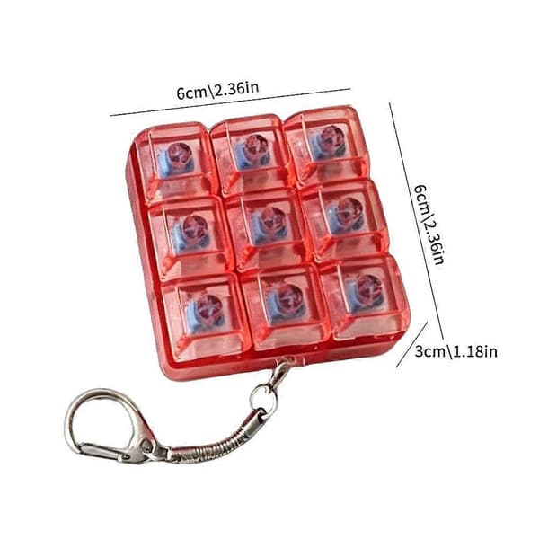 Mini-tangentbord Fidget-nyckelring - 9 klickvänliga knappar med belysning, PC-material Red