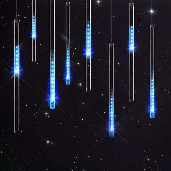 10 rør 30CM LED Meteor Regnlys Vandtæt Udendørs Bruser Regnlys til Jul Bryllup Fest Aften Hjem Træ Gran Have (Blå) Cisea