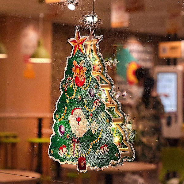 Julevindu dekorasjonslys, sugekopp vindu hengende strenglys festdekor julepynt lysgaver til julefest innendørs soverom