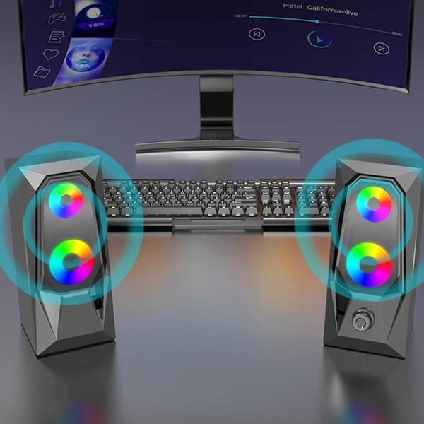 Datorhögtalare Lysande LED Stationär Datorljud Mini Bärbar Dator Parhögtalare Multimedia Ljud Rea