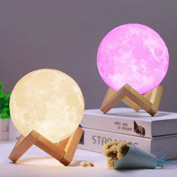 3D Fuld Måne Lampe 5,9 Tommer, LED Lunar Måne Nattelys Moderne Lampe