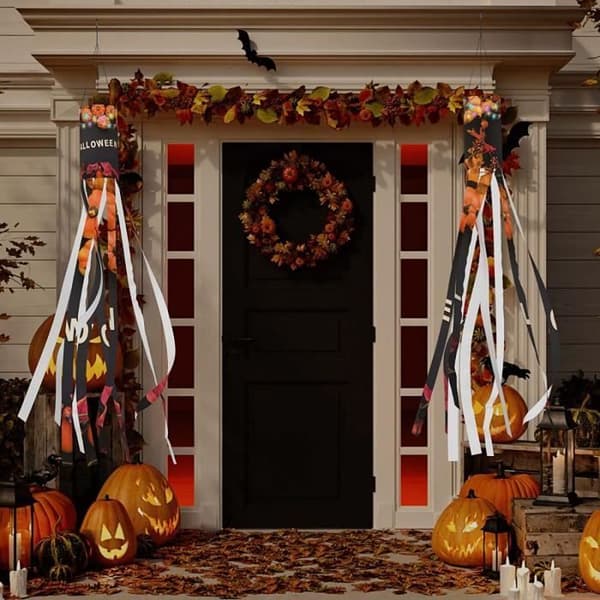 Halloween vindpose - Halloween efterårsblade - 152 cm - Orange - Udendørs dekoration - Voksen