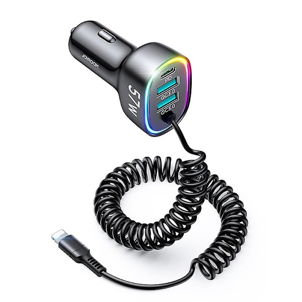 Bilbilsladdare En Dra Fyra 57w Billaddare Multi-gränssnitt Universell Billaddare Lightning-gränssnitt