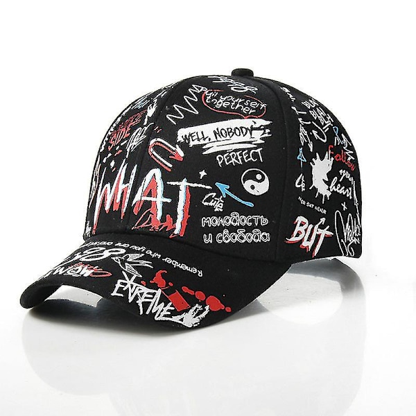 4-8 år Snapback-hatt for gutter og jenter, fasjonabel graffiti-baseballcaps (E hvit)