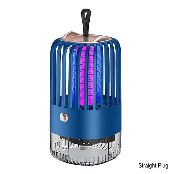 Liten myggdreperlampe med gjennomsiktig boks, oppladbar insektfellelampe for stue, hjem (ladetype, blå)