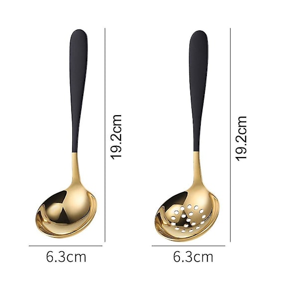 2-pack skedar i rostfritt stål, guld, stor, liten, metallskedar för matlagning, diskmaskinssäkra
