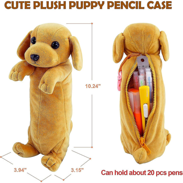 Case för pojkar, 3d plysch hundpennfodral Bb Funhouse Soft Animal Brevpapper Tecknad förvaring Pennväska Box för skolmaterial Tjejstudenter