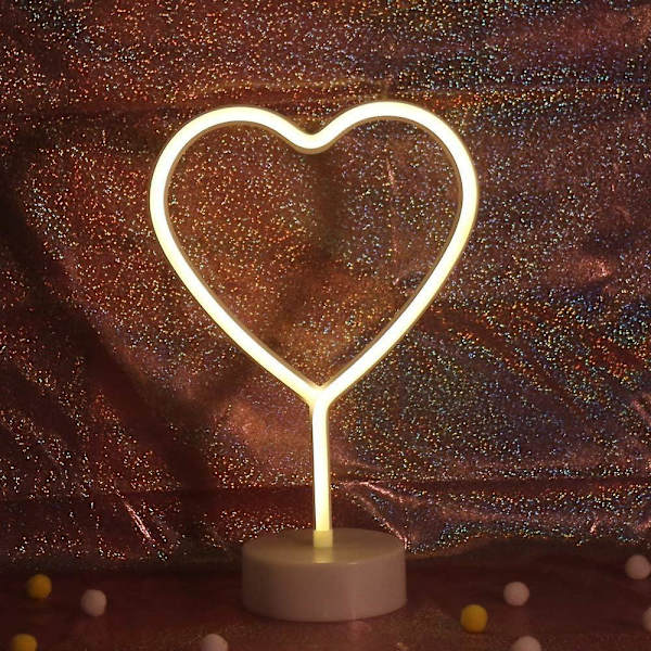 Led Ananas Neon Skylt Luau Sommarfest Dekoration（Varm Vit Hjärta）