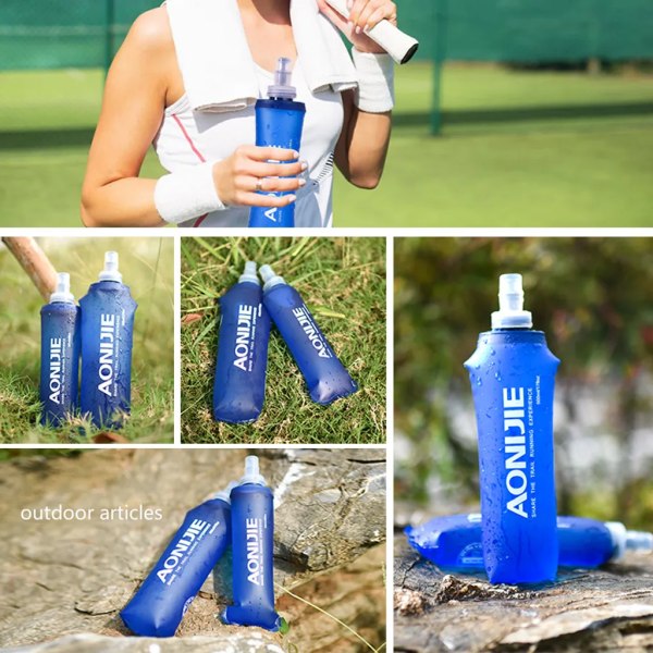 Sport Hopfällbar BPA PVC Mjuk rinnande vattenflaska Mjuk bergsbestigning vattenflaska dricksflaska