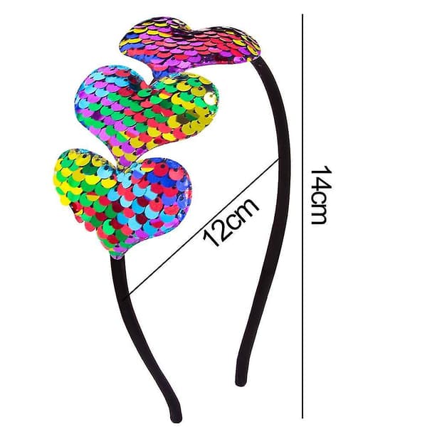 Valentinsdag Hjerte Hårbånd, Paillet Kærlighed Hårbånd Bøjle, Glitter Hjerteformede Hår Accessoires